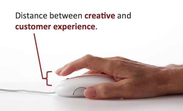 Distance between creative and customer experience