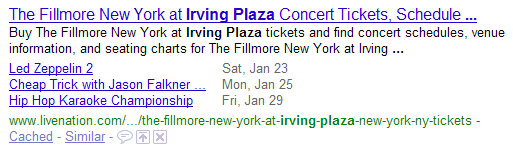 Google Rich Snippets example for events