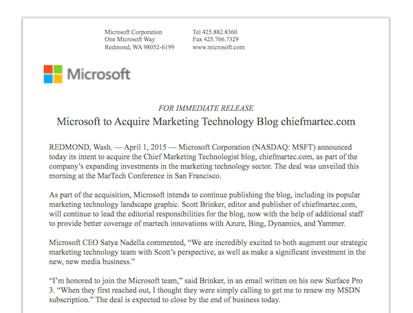 Microsoft Acquires chiefmartec.com on April 1, 2015
