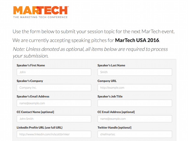 MarTech 2016 Call for Speakers