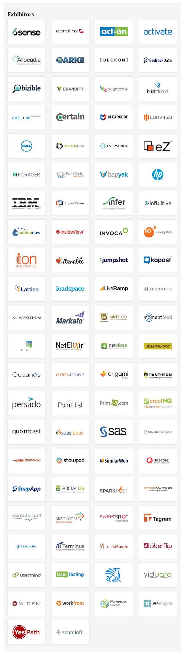 MarTech Exhibitors for March 2015
