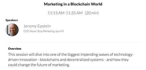 Marketing in a Blockchain World at MarTech