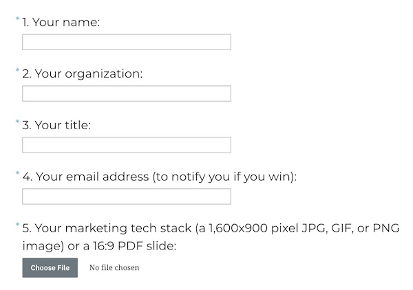 Entry Form for The Stackies 2018: Marketing Tech Stack Awards