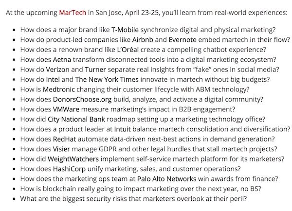 18 Questions Answered at MarTech
